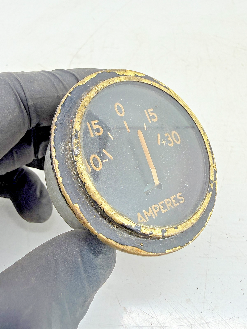 Vintage 1941-45 Willys MB Ford GPW Jeep Ammeter 30 Amp Brass Bezel WWII C39-56