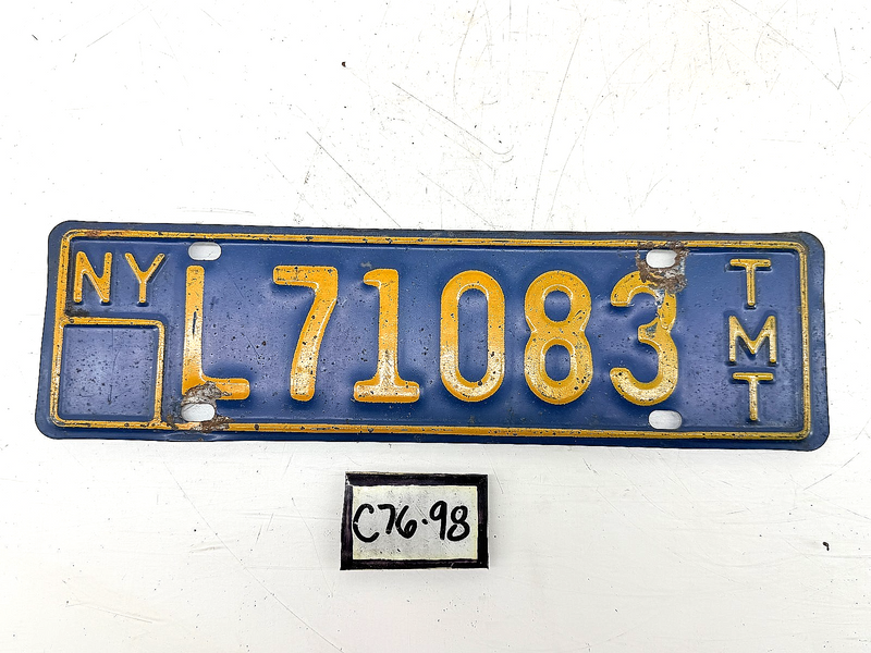 Orig. Paint New York TMT L71083 Ton Mile Tax License Plate NY L71083 C76-98