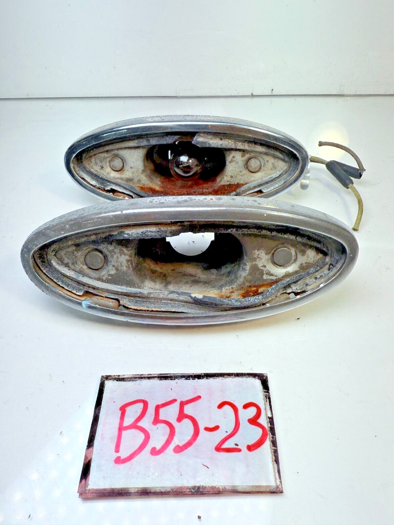 OEM FORD 8A-13448-A1 1949 1950 PAIR TAIL LIGHT ASSEMBLY CHROME BEZEL B55-23