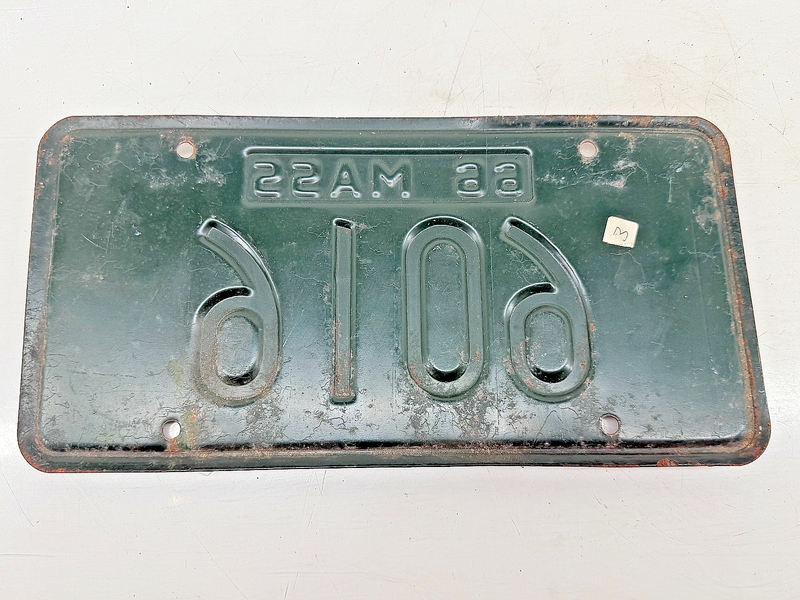 Orig. Paint 1966 6016 Massachusetts License Plate Sign MA 6016 C76-87