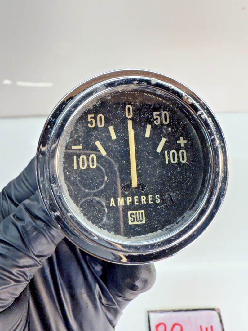 Vintage Stewart Warner Amperes Gauge W/ Bracket 1920-1945 Rat Rods B8-14