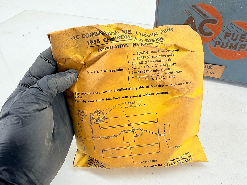 NOS AC 1955 1956 1957 Chevrolet V8 Dual Action Fuel Pump 4141 5593259 F-121