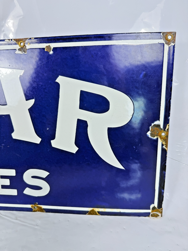 VINTAGE ORIGINAL HELMAR TURKISH CIGARETTES PORCELAIN COBALT BLUE ENAMEL SIGN