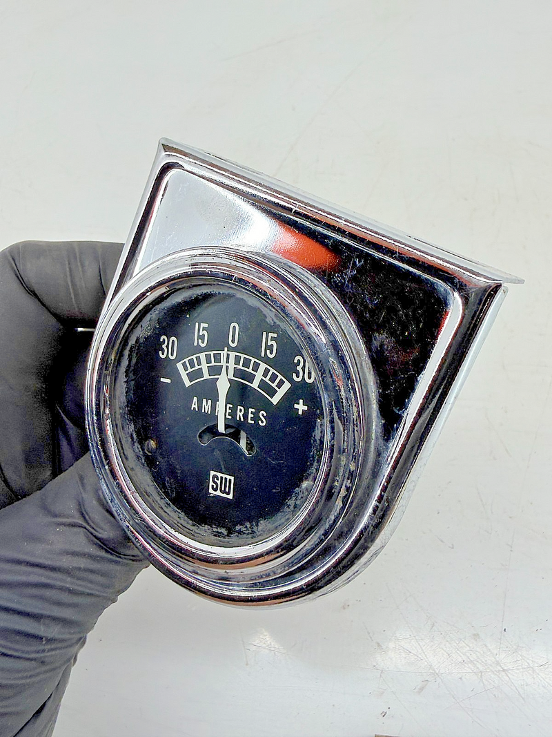 Vintage 1950s Hot Rod Stewart Warner Ammeter 30 Amp Teardrop Pod 411764 C39-52