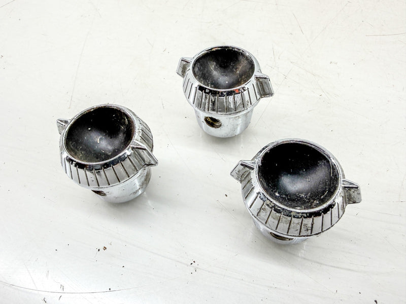 OEM 1961 1962 CHRYSLER CHROME DASH KNOBS SET OF 3 BLACK FACE C67-71