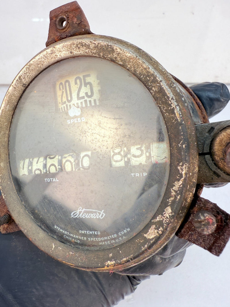 Vintage OEM STEWART  1910 - 1920' Magnetic Type Speedometer Speed Total B61-18
