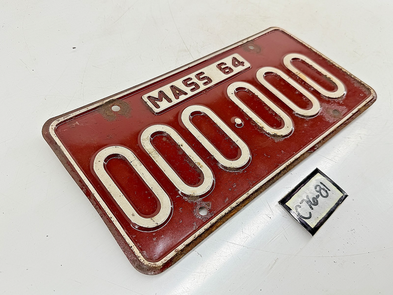 Orig. Paint 1964 SAMPLE 000000 Massachusetts License Plate MA 000-000 C76-81