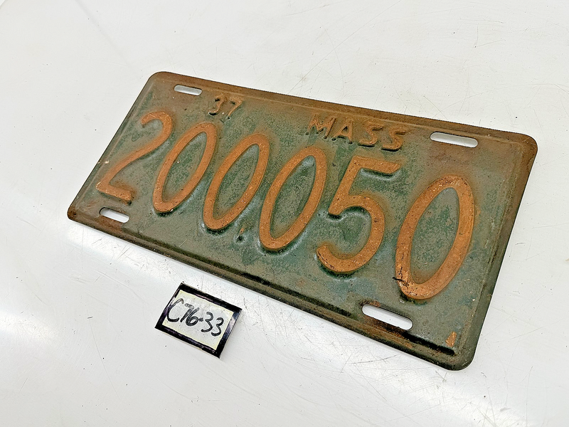Orig. Paint 1937 200050 Massachusetts License Plate Sign MA 200.050 C76-33