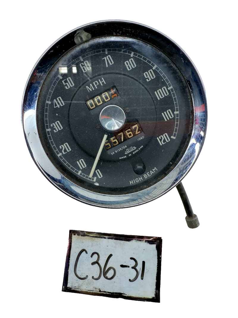 Original MGA Jaeger 120 MPH Speedometer SN 6161/06 1440 Speedo C36-31