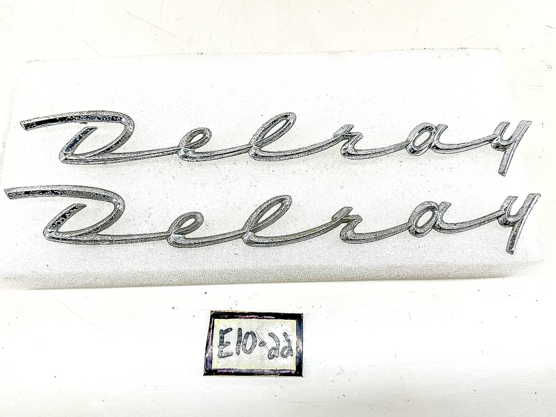 Vintage RARE OEM 1958 CHEVROLET DELRAY SCRIPT EMBLEM PAIR E10-22