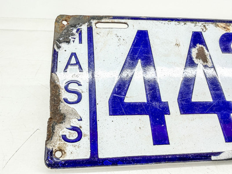 Original Porcelain 1908 4424 Massachusetts License Plate Sign MA 44 24 O-506