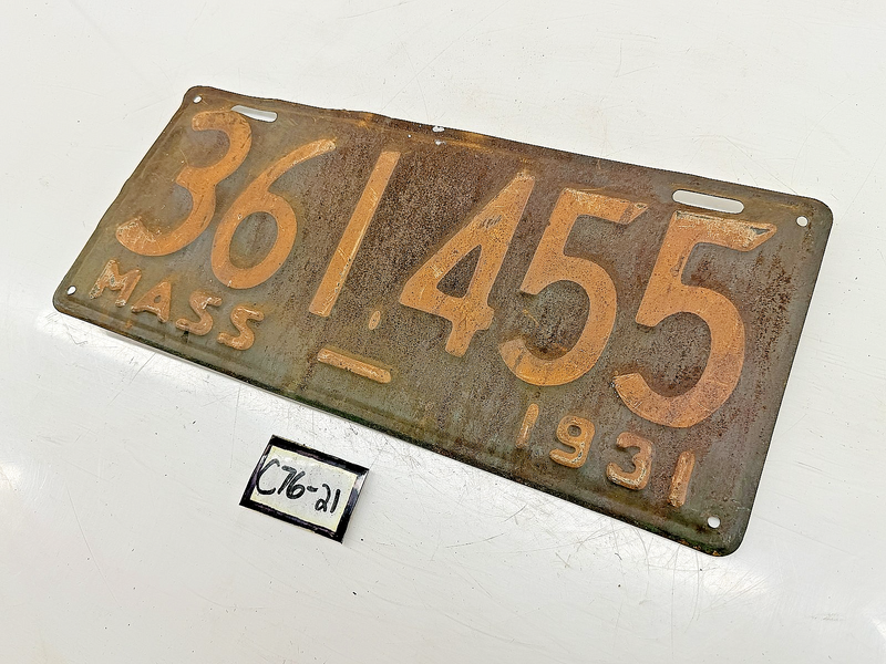 Vintage 1931 361455 Massachusetts License Plate Sign MA 361.455 C76-21