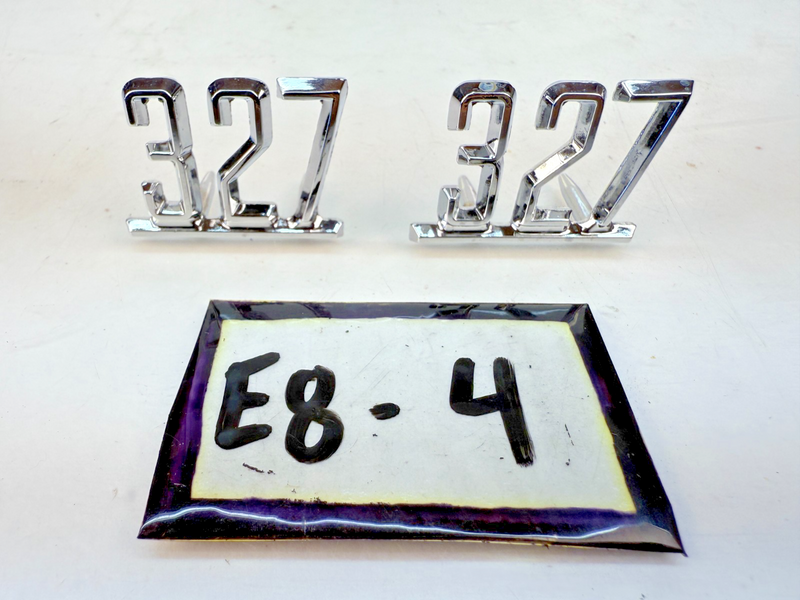 OEM GM 327 PAIR Front Fender Emblem 1965 - 1967 GM Chevrolet GM 3865834 E8-4