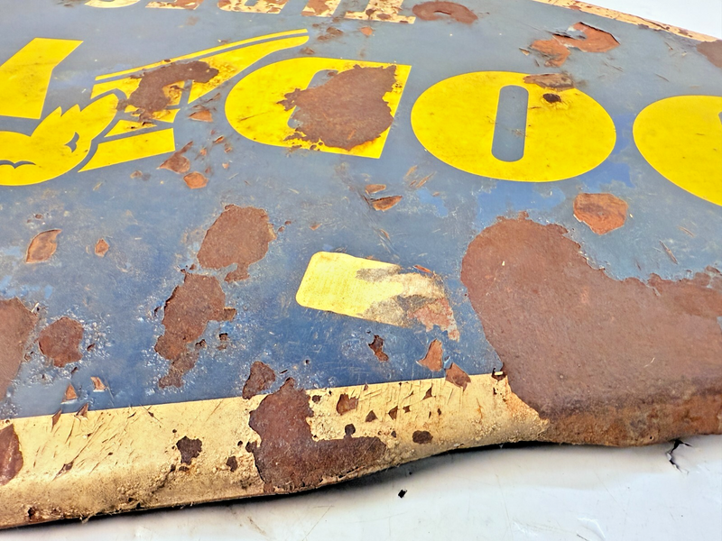 Vintage 1959 Goodyear Tires Gas Station Metal Sign 28" x 13.5" Chevy Ford Dodge