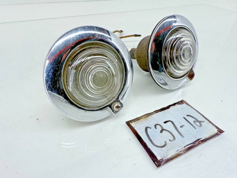 Original Jeep Willys DODAM PAIR Parking Turn Signal Lights Lens Bezels C37-12