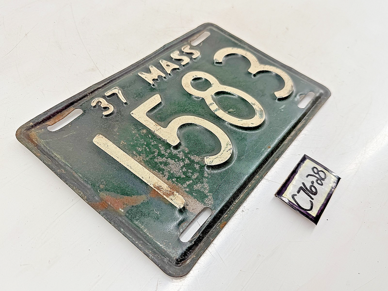 Orig. Paint 1937 1583 Massachusetts License Plate Sign MA 1583 C76-28