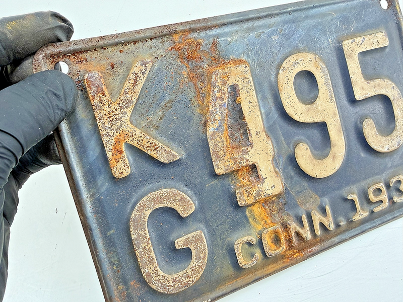 Original Paint 1932 KG-495 Connecticut License Plate Sign C47-75