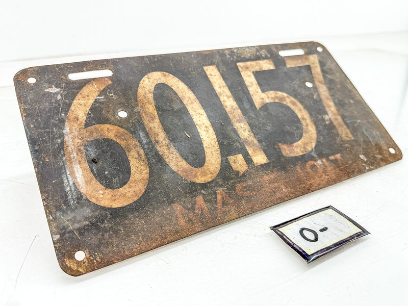 Orig. Paint 1917 60157 Massachusetts License Plate Sign MA 60 157 O-505
