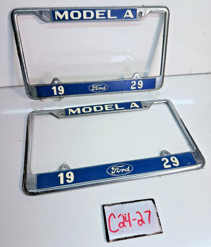 **Rare** Vintage 1929 FORD Model A Pair of License Plate Metal Frame C24-27