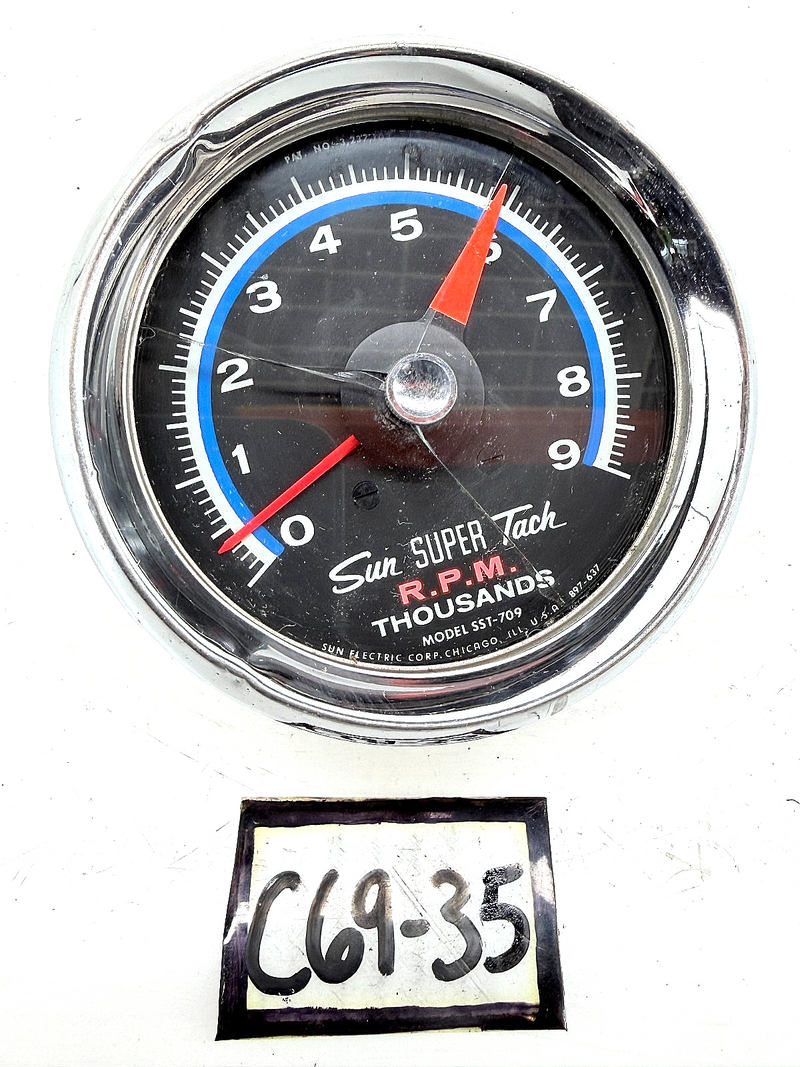 RARE 1960'S 1970'S SUN SUPER TACH 9K BLUE LINE TACHOMETER SST-709 DATE 9/1/1968