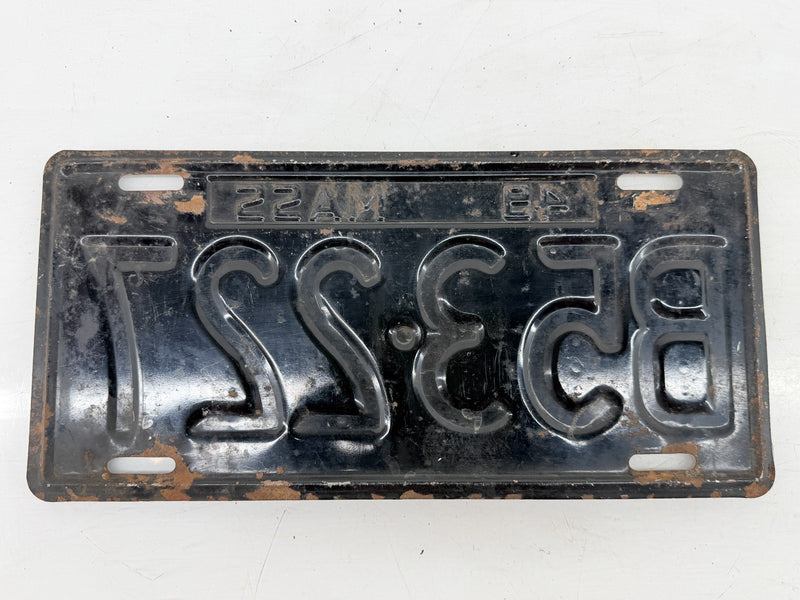 Vintage 1949 B53227 Massachusetts License Plate Sign MA B53-227 C76-55