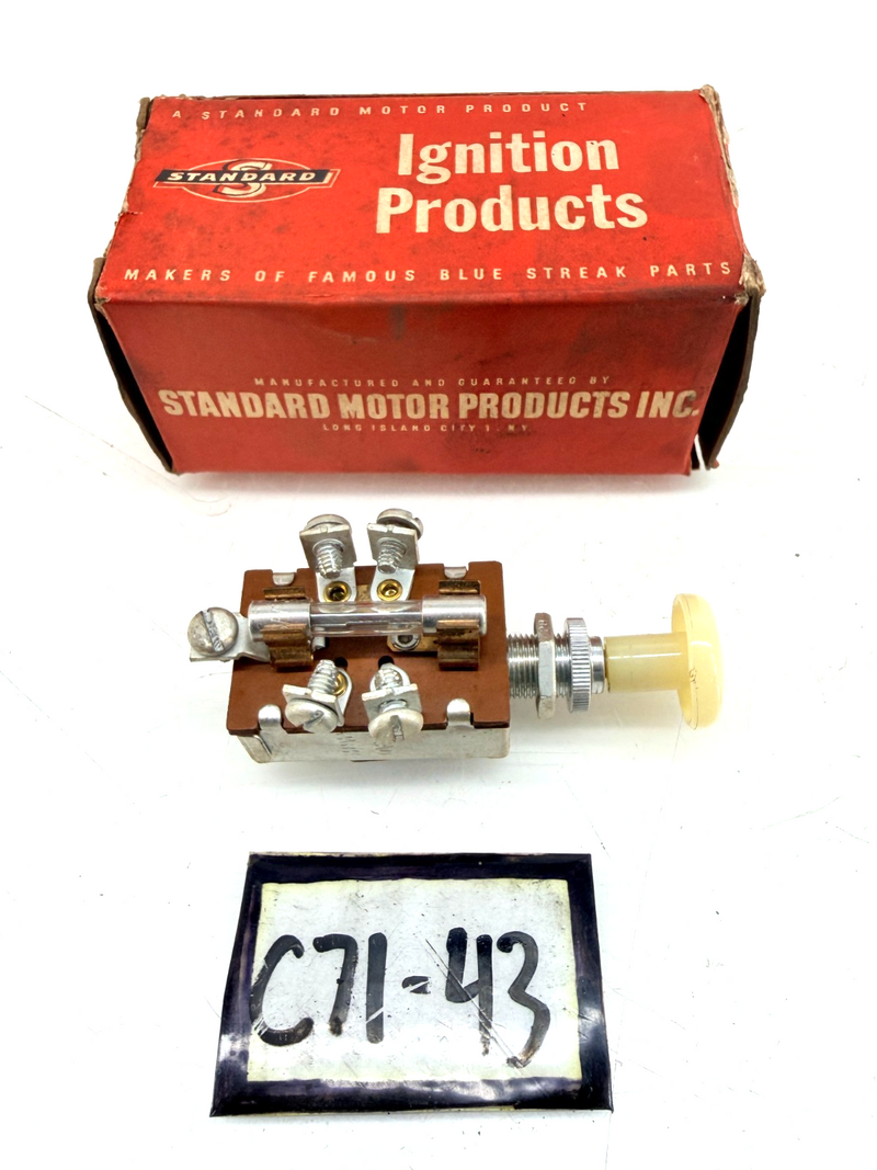 NOS Standard DS-121 Headlight Push Pull Switch 5  SCREW TERM  6V C71-43
