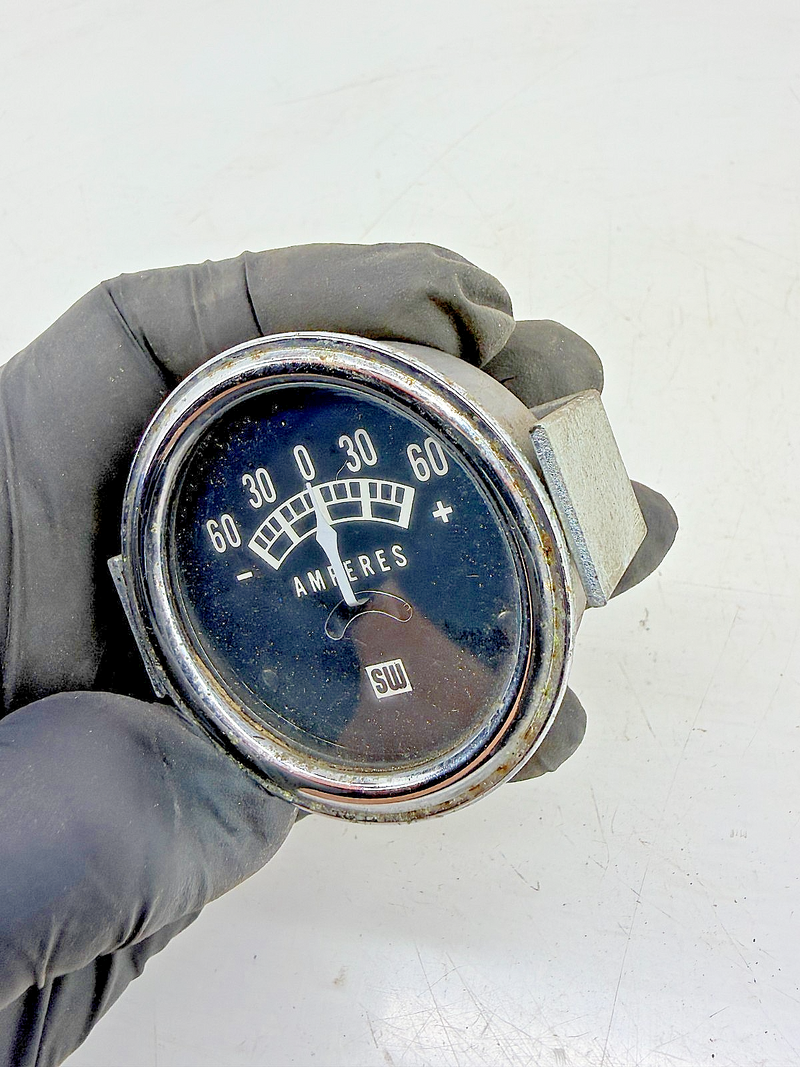 Vintage 1950s - 1960s Hot Rod Stewart Warner Ammeter 60 Amp Gauge 416883 C39-60