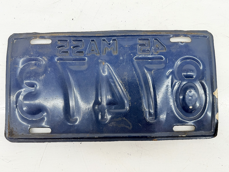 Orig. Paint 1945 87473 Massachusetts License Plate Sign MA 87473 C76-49