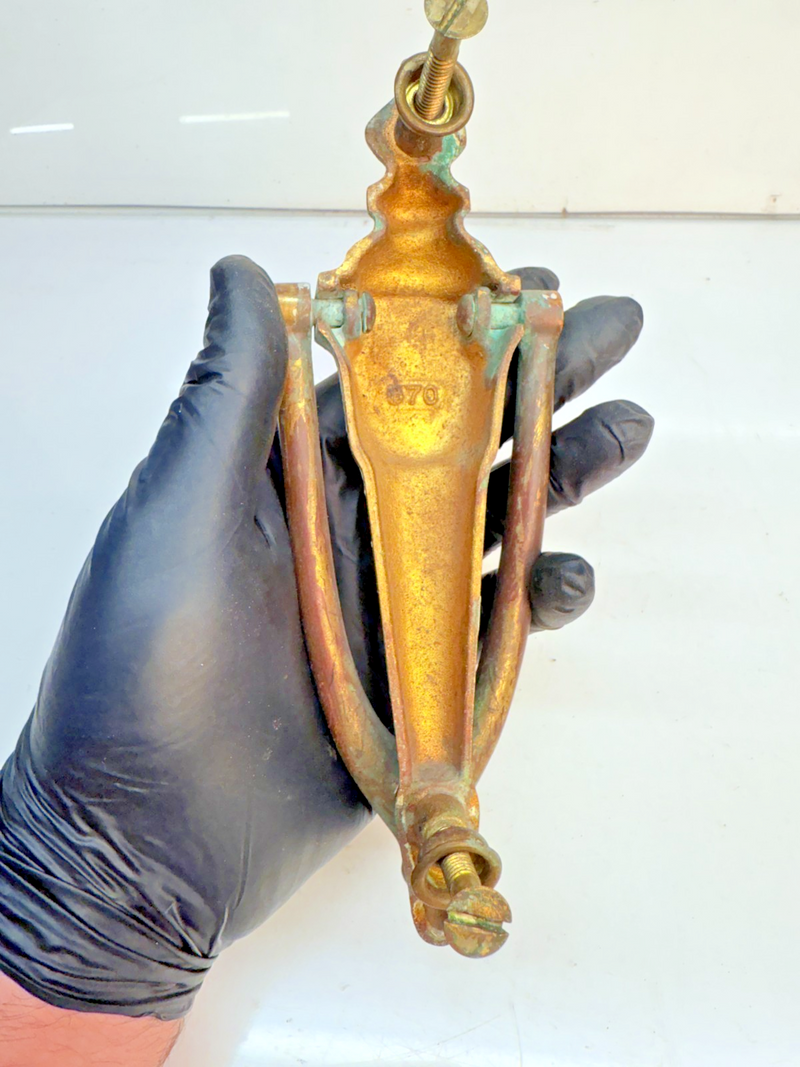 VINTAGE ANTIQUE 1920'S - 1940's BRASS TALL FEDERAL STYLE DOOR KNOCKER 8" B68-12