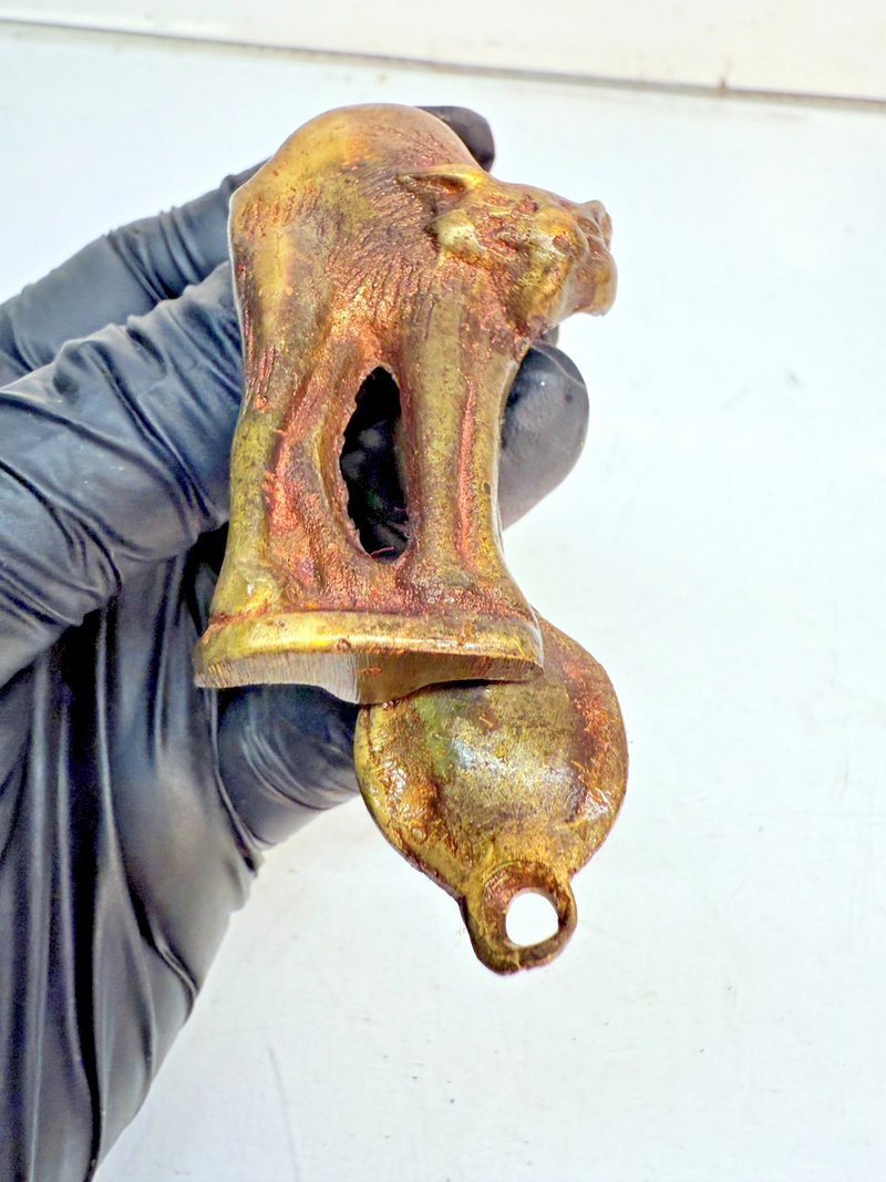 Vintage Brass Cat Door Knocker Arched Back Halloween Scaredy Cat 3.5" B68-31