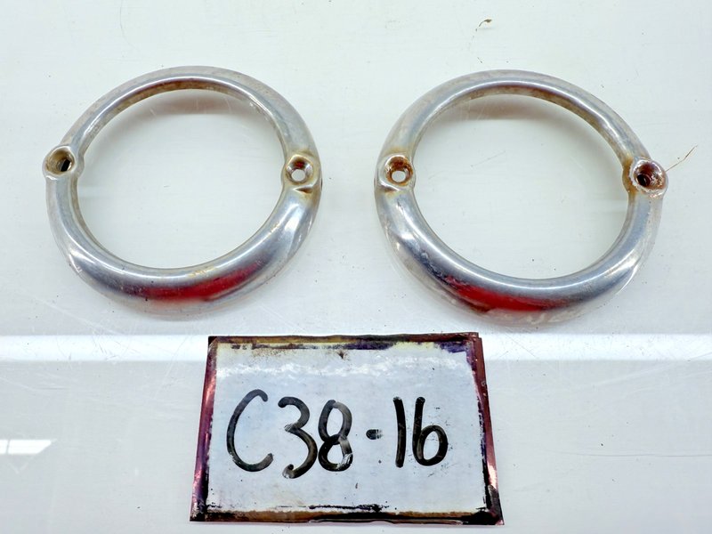 ORIGINAL PAIR CHROME GRILL BEZELS WILLYS JEEP CJ3B & TRUCKS C38-16