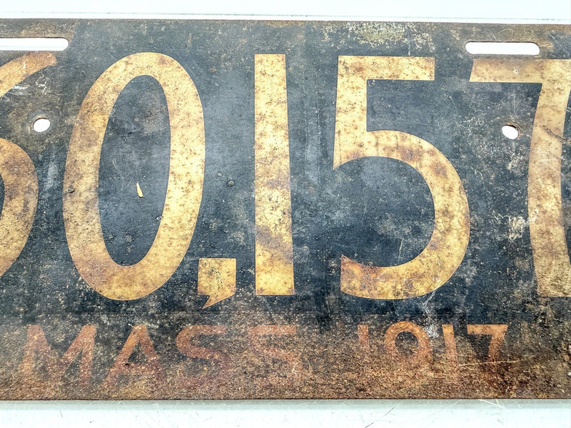 Orig. Paint 1917 60157 Massachusetts License Plate Sign MA 60 157 O-505