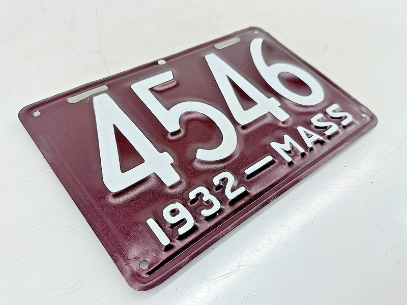 Repainted 1932 4546 Massachusetts License Plate Sign MA 4546 C76-22