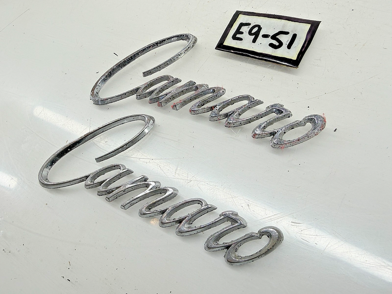OEM 1968 1969 Chevrolet Camaro Fender Script Emblem Badge Pair 3916660-2 E9-51