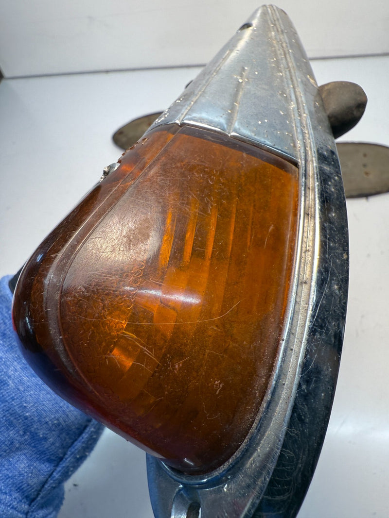 OEM METAL KD518 SAE CHROME MARKER CAB LIGHT AMBER LENS TRUCK PICKUP SEMI B41-1