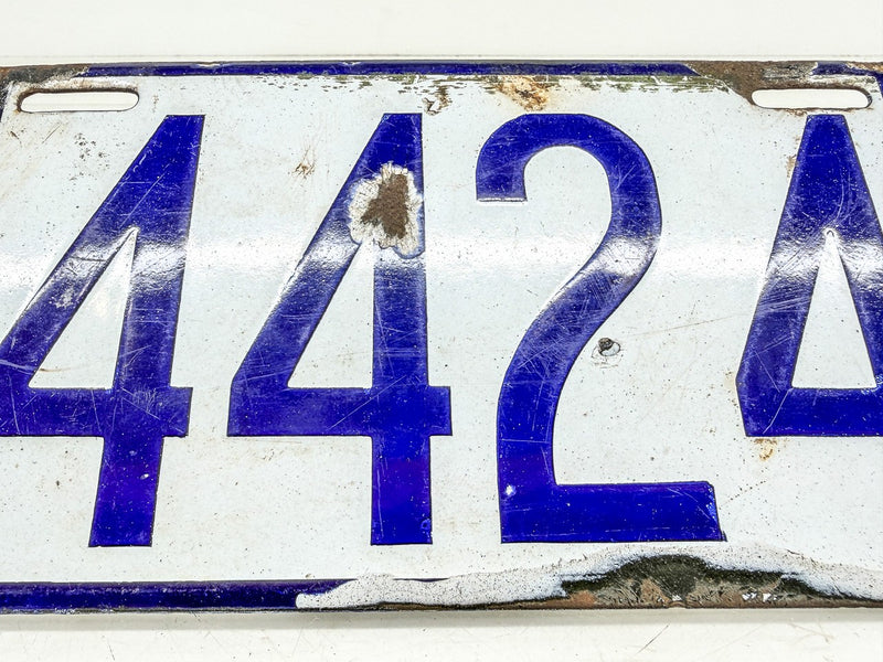 Original Porcelain 1908 4424 Massachusetts License Plate Sign MA 44 24 O-506