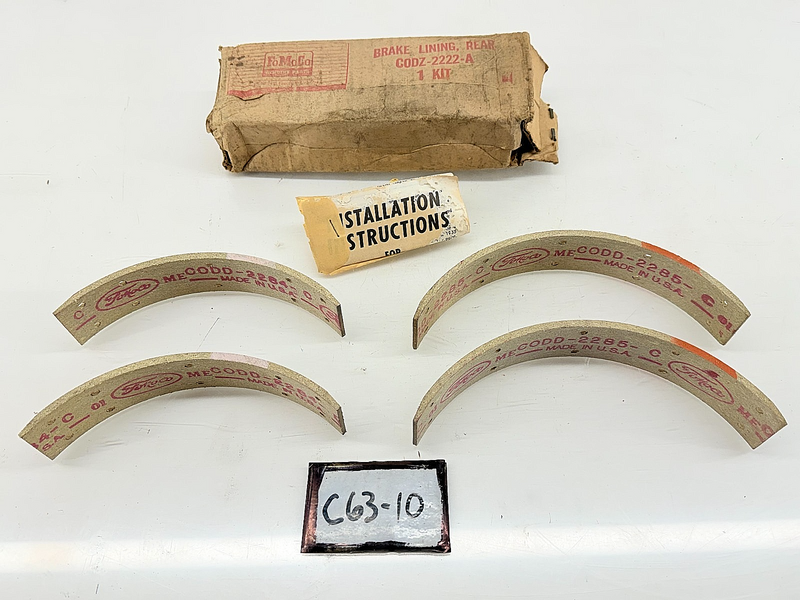 NOS 1960 - 1964 Ford Falcon Comet 6cyl REAR DRUM BRAKE SHOE LININGS 1962 C63-10