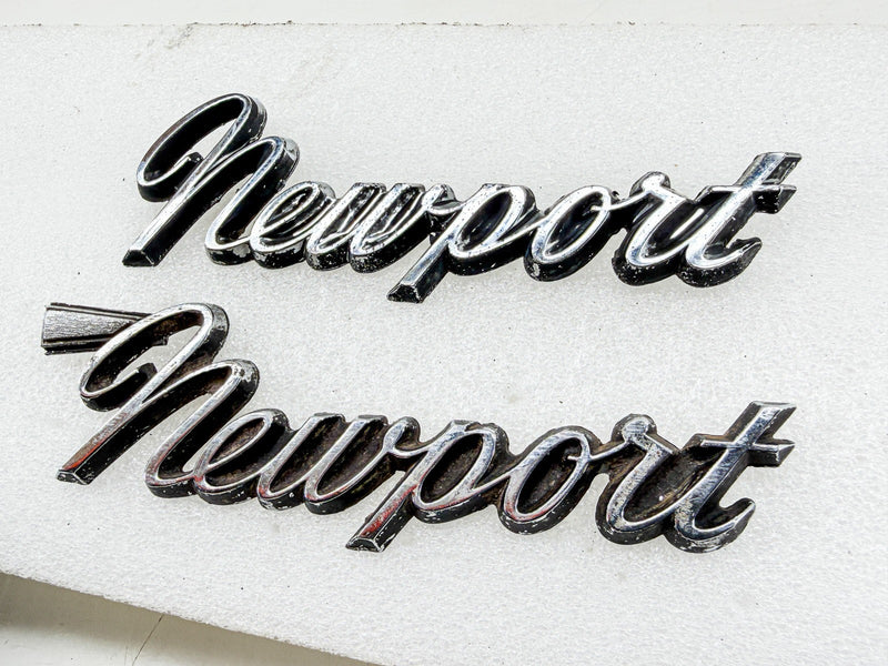 OEM 1966 - 1971 CHRYSLER NEWPORT SCRIPT EMBLEMS MOPAR 2901358 2605362 E10-66