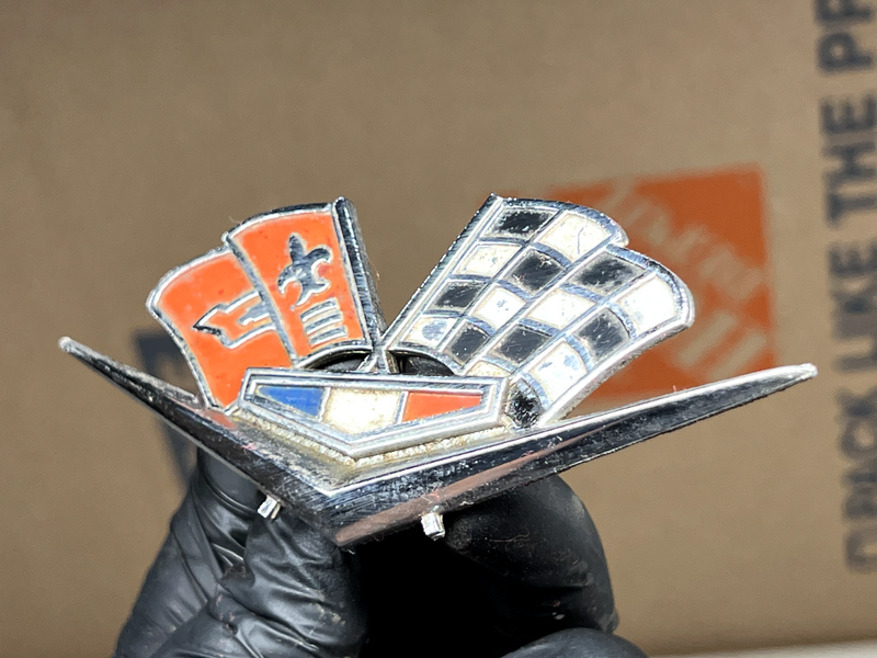 OEM 1962-1963 Chrome Front Fender Flag Emblem Impala Bel Air Corvette B24-15