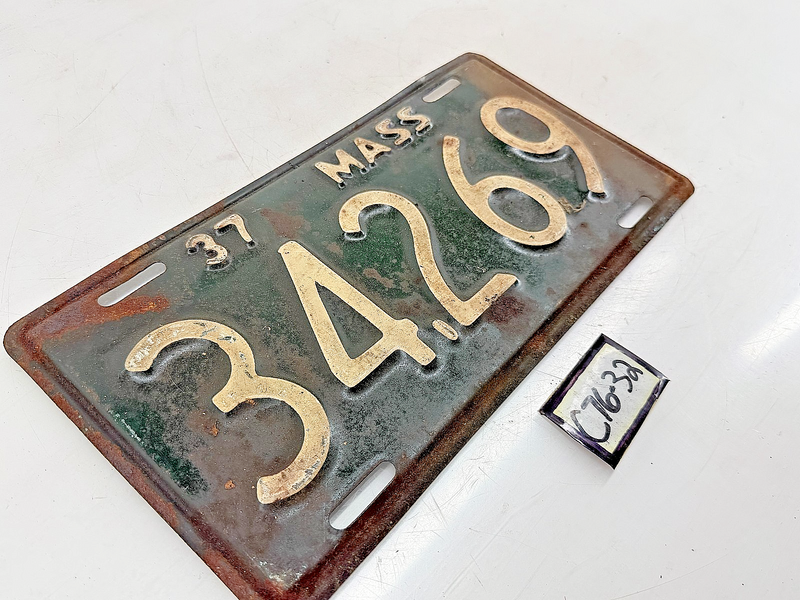 Vintage 1937 34269 Massachusetts License Plate Sign MA 34.269 C76-32