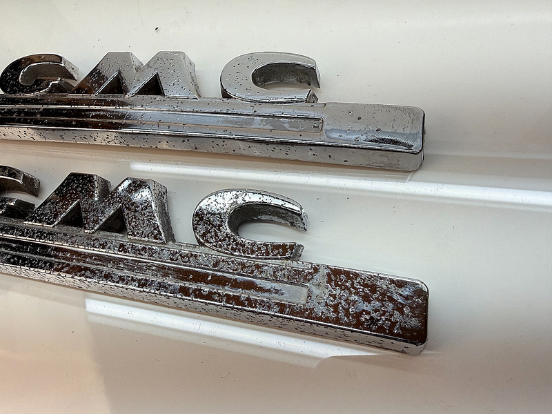 OEM 1947-1953 GMC Truck PAIR Hood Side Emblems Chrome 2223966 E8-29