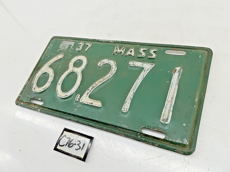 Orig. Paint 1937 68271 Massachusetts License Plate Sign MA 68.271 C76-31