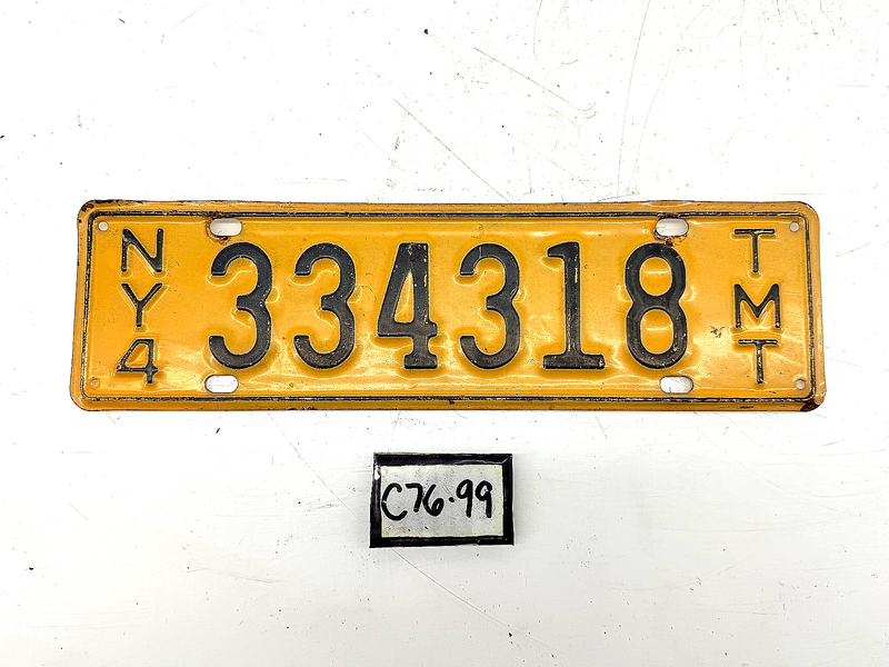 Orig. Paint New York TMT 334318 Ton Mile Tax License Plate NY 334.318 C76-99