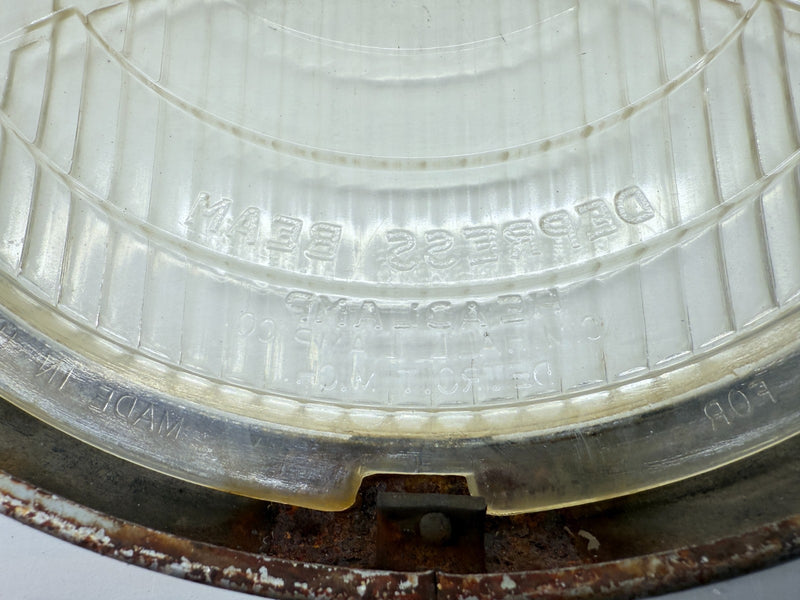 Vintage OEM CM Hall Lamp Co Depress Beam Auto Headlamp & Trim Ring Bezel C33-4