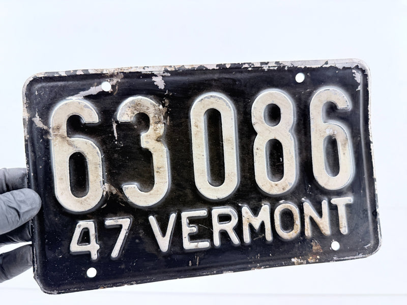 Original Paint 1947 VT 63086 Vermont License Plate Garage Sign C47-15