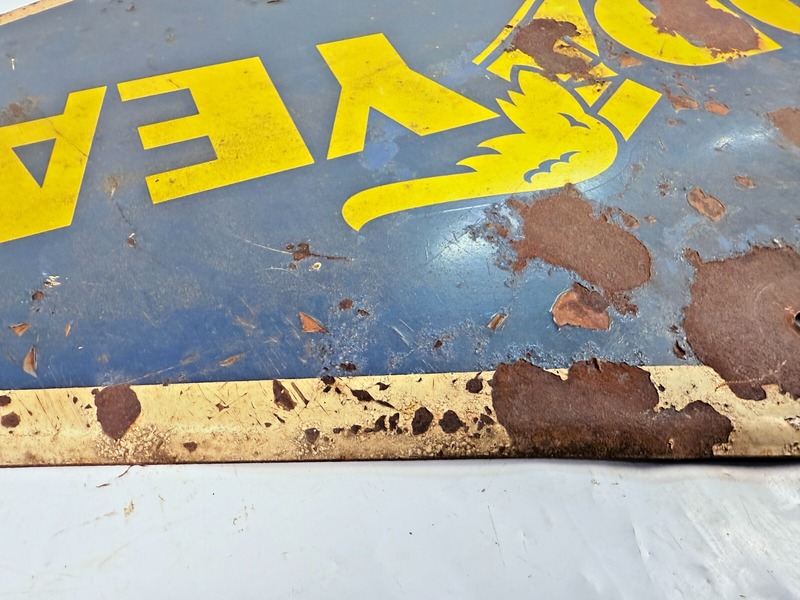 Vintage 1959 Goodyear Tires Gas Station Metal Sign 28" x 13.5" Chevy Ford Dodge