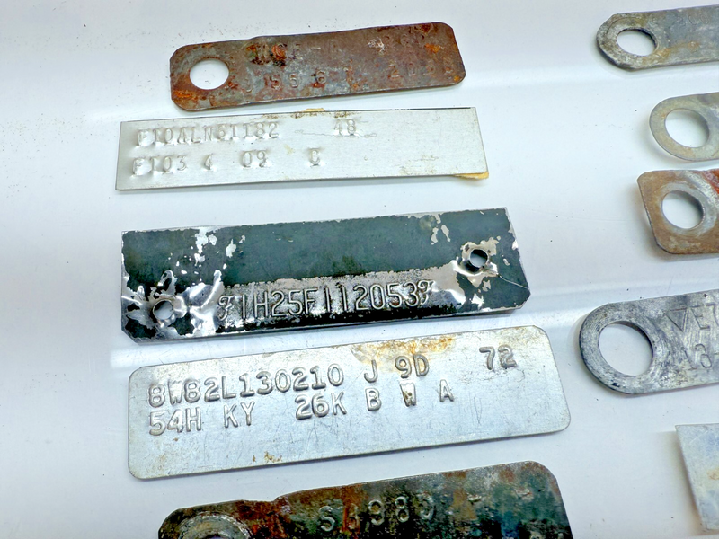 60- Vintage OEM LOT Metal Plate Tag VIN Plate Badge Emblem Serial Data ID B65-28