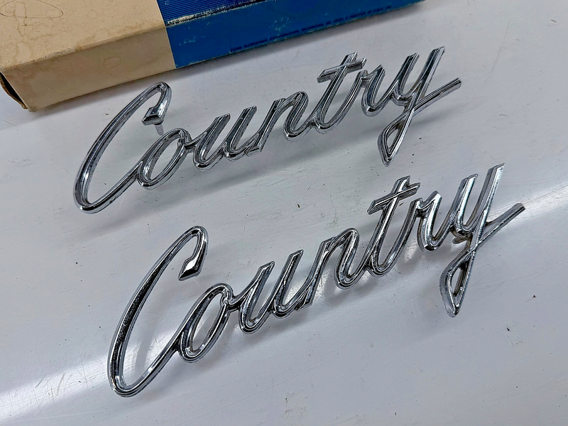 NOS Ford 1969 1970 Galaxie LTD Country Squire Station Wagon Emblem PAIR C56-24