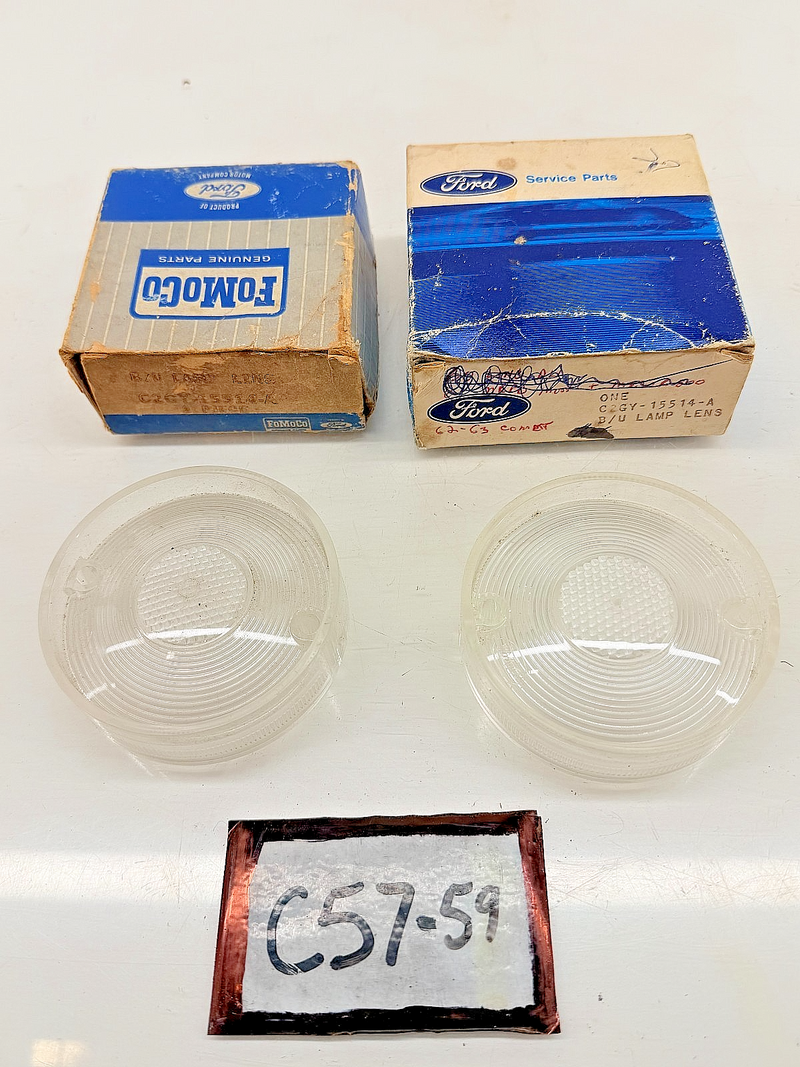 NOS 1962 1963 Mercury Comet PAIR S-22 Backup Taillight Lens C2GY-15514-A C57-59