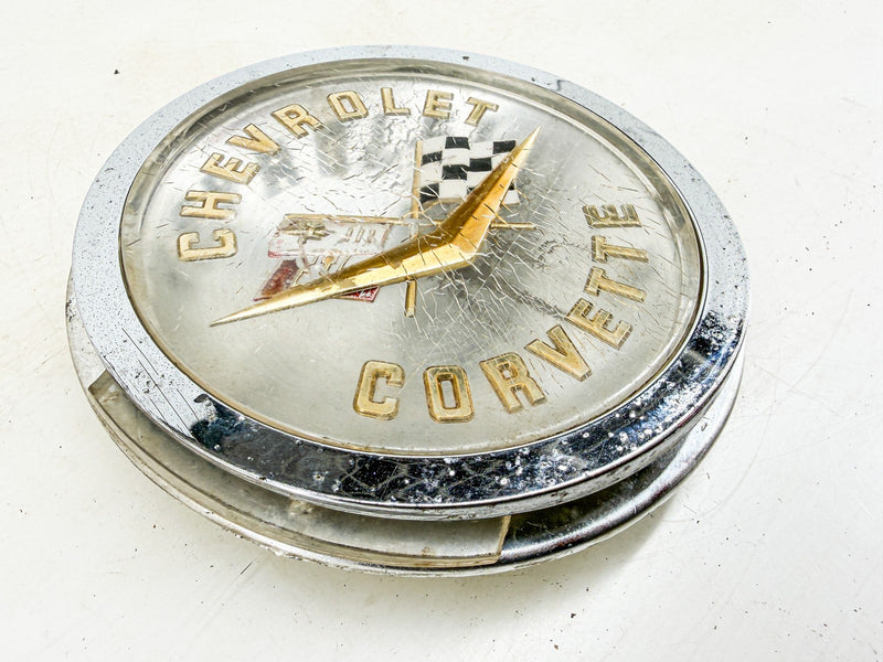 OEM 1958 - 1961 C1 Chevrolet Corvette Gold Front Rear Emblem w/Bezel C79-44
